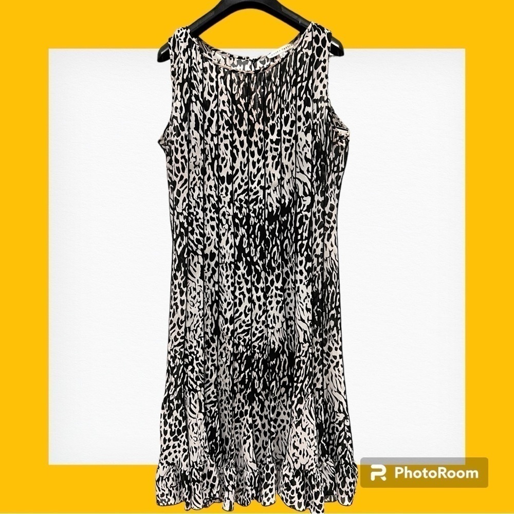 Sandra Darren Vintage Midi Dress Abstract Animal Print